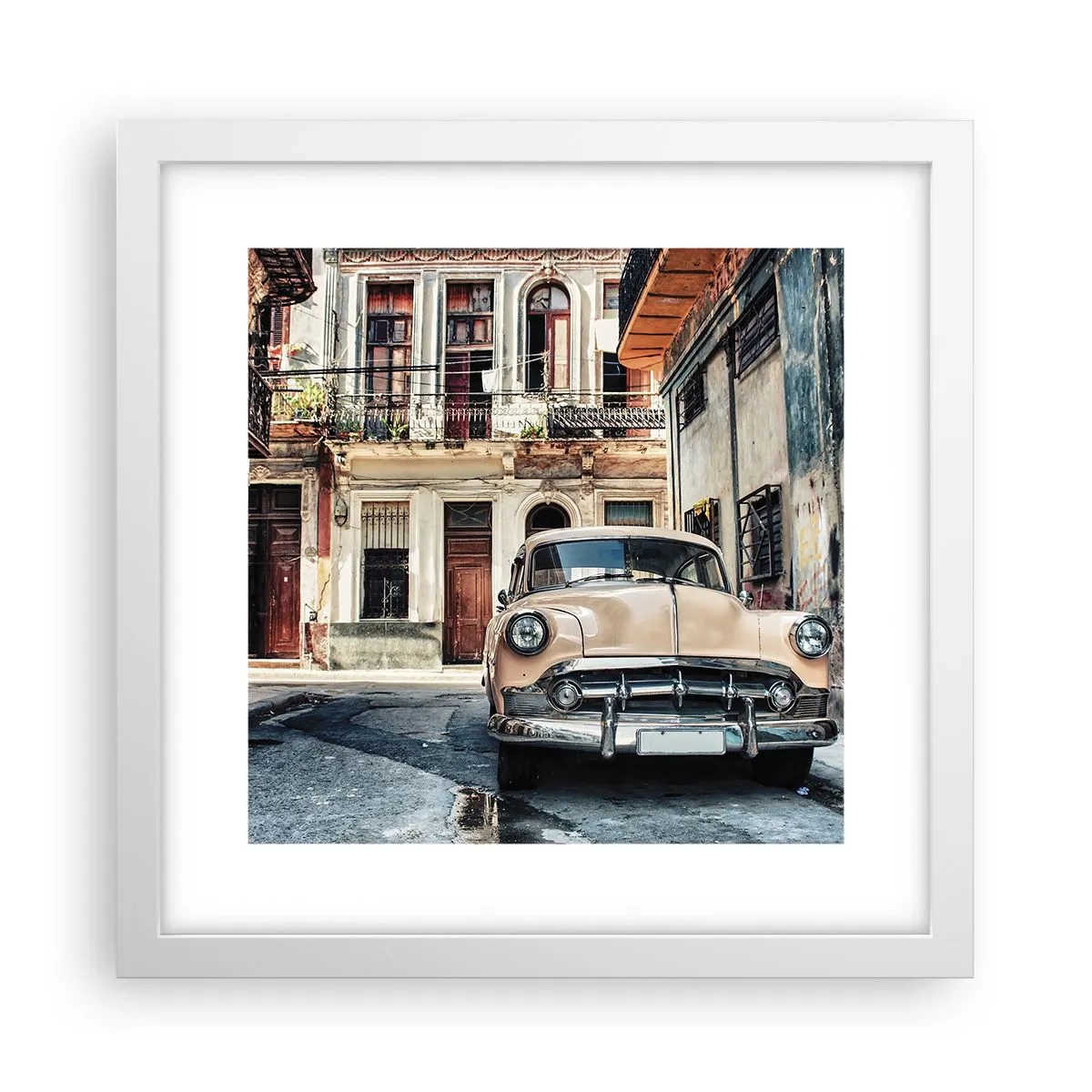 Poster în ramă albă - O siestă în Havana - 30x30 cm