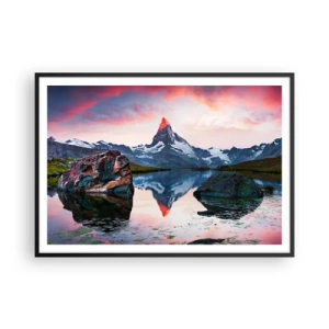 Poster în ramă neagră - Inima munților este fierbinte - 100x70 cm