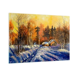 Tablou pe sticlă - Impresie de iarnă în soare - 100x70 cm