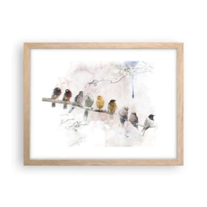 Poster în ramă de stejar deschis - Întâlnire înaripată - 40x30 cm