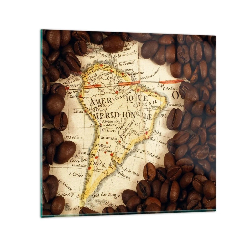 Tablou pe sticlă - De unde provine cea mai bună cafea? - 40x40 cm