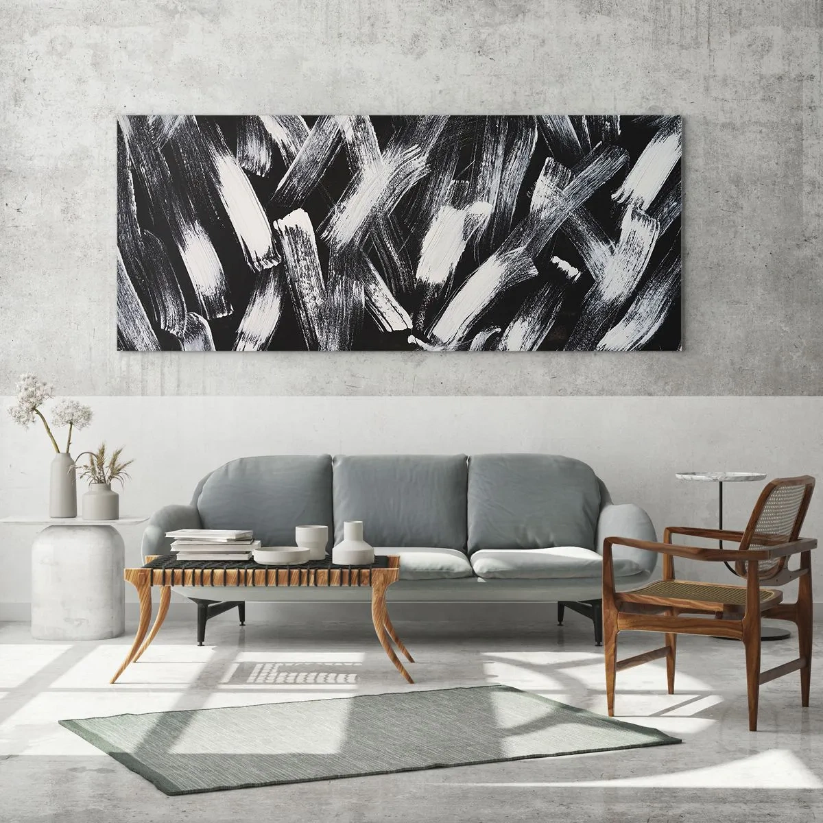 Tablou pe sticlă - Abstracție în spirit industrial - 100x40 cm