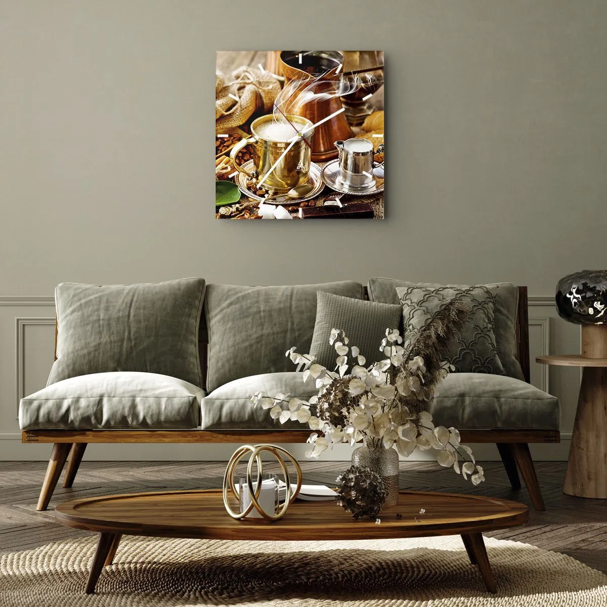 Ceas de perete - Ceas pe sticlă - O zi bună! - 30x30 cm