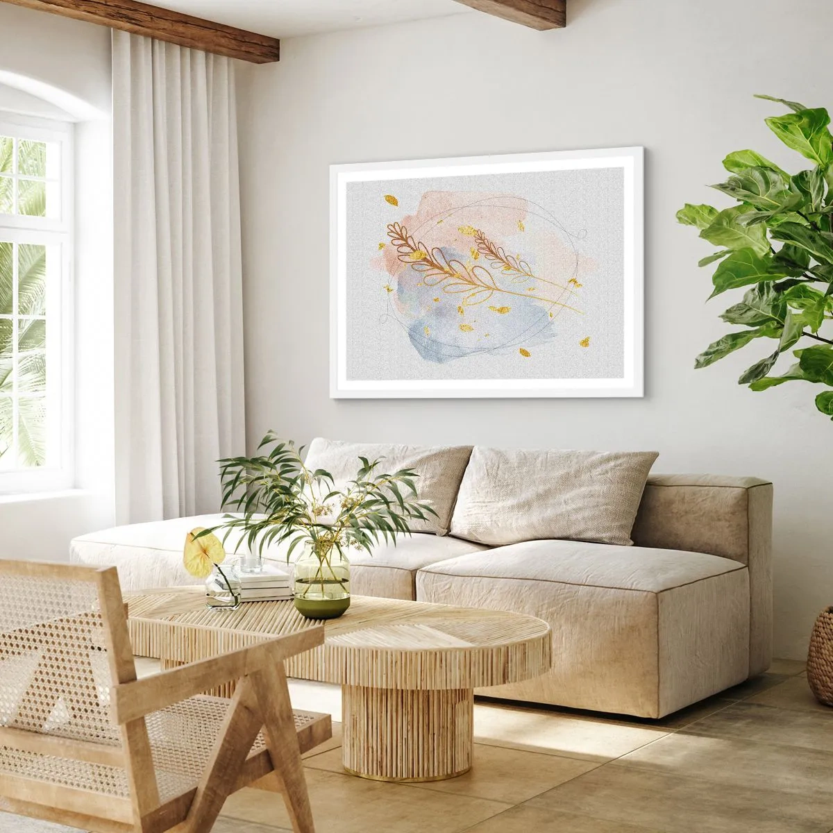 Poster în ramă albă - Suflul de aur - 91x61 cm