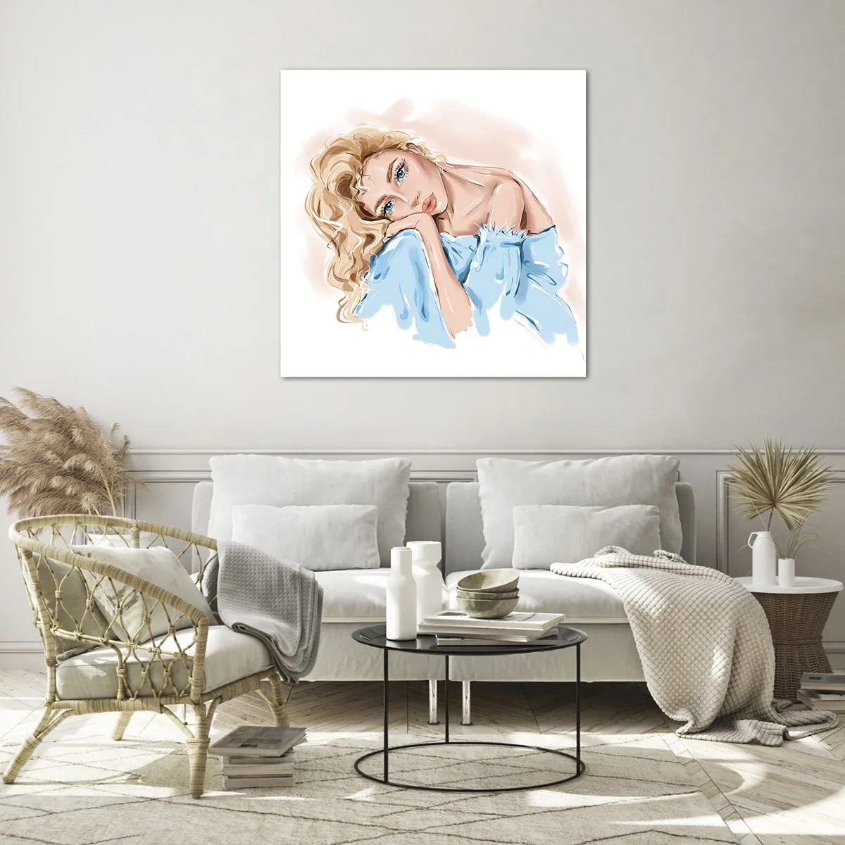 Tablou pe sticlă - Scufundată în vis albastru - 70x70 cm