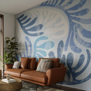 Tapet Premium Sand - Ferigi albastre - Minimalism, Pastel, Boho - 400x280 cm