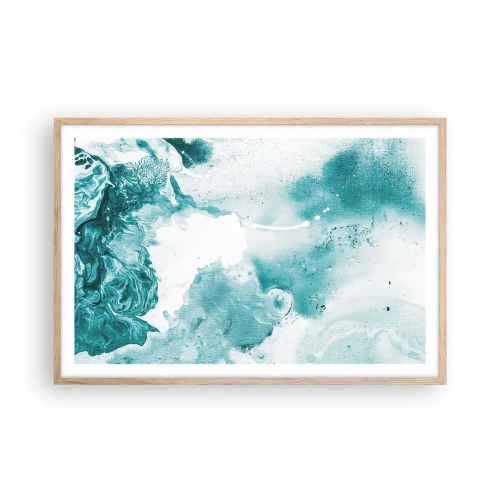 Poster în ramă de stejar deschis - Câmpii inundabile de albastru - 91x61 cm