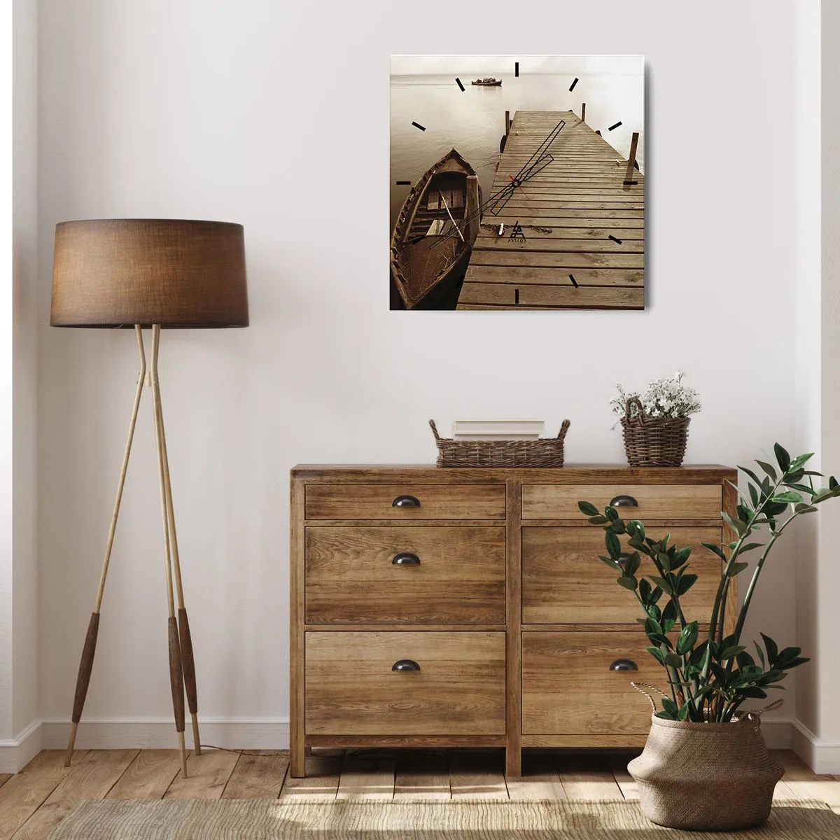 Ceas de perete - Ceas pe sticlă - Marea pace - 30x30 cm