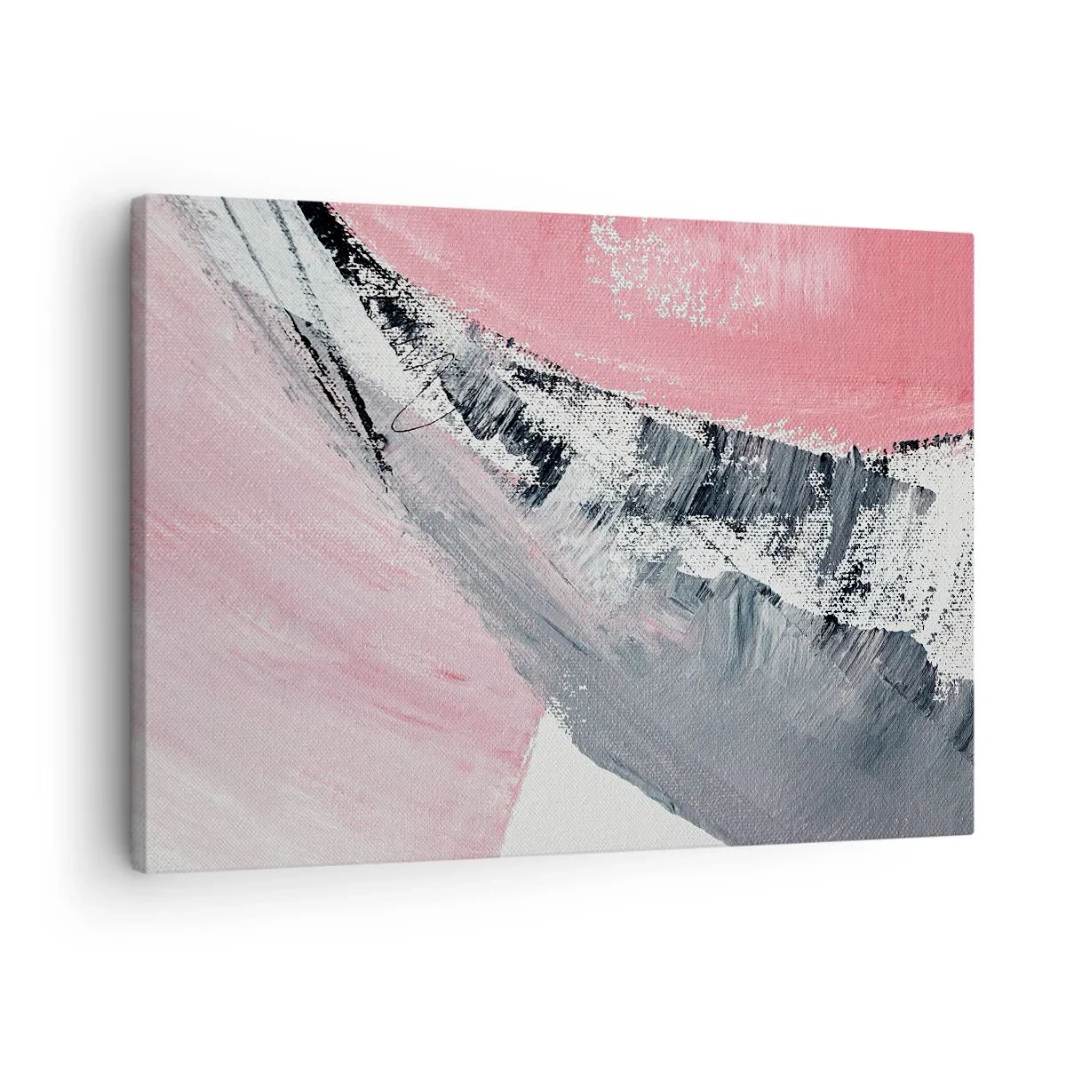 Tablou pe pânză Canvas - O compoziție abstractă în nuanțe de roz și gri. - 70x50cm - Compoziție adaptată - Decorațiune modernă pentru perete pentru living și dormitor ARTTOR