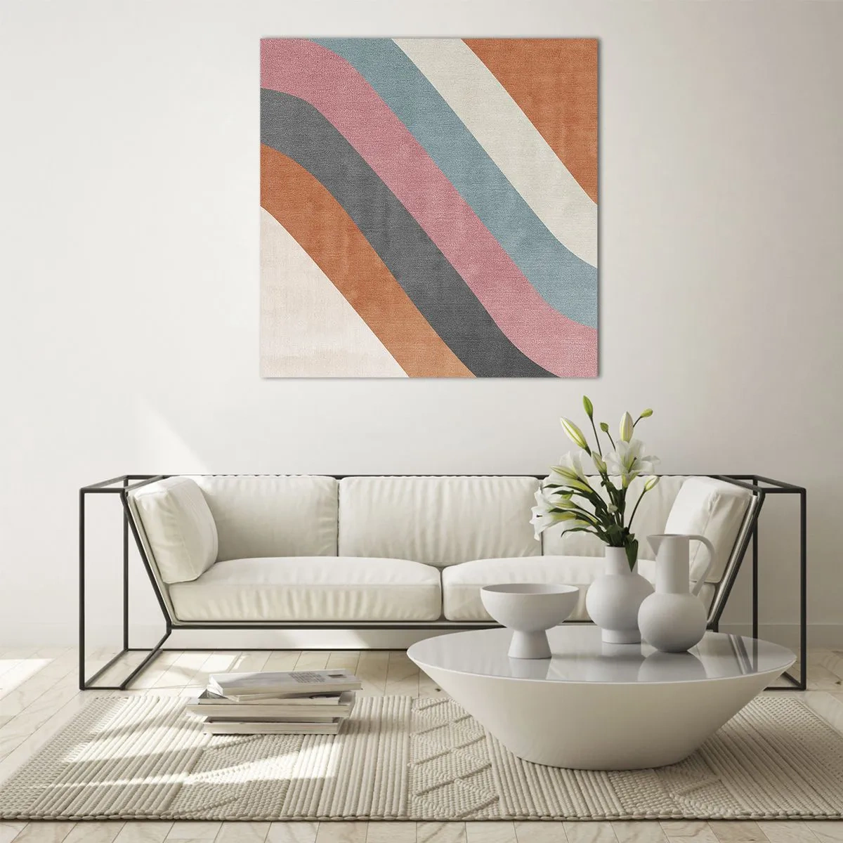 Tablou pe sticlă - Compoziție diagonală - mișcare - 70x70 cm