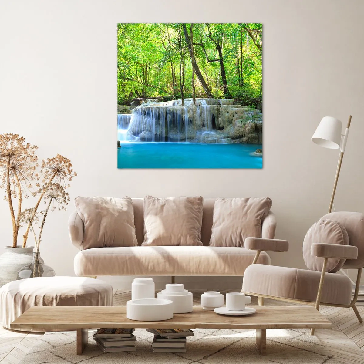 Tablou pe pânză - Scufundat în turcoaz și verde - 40x40 cm