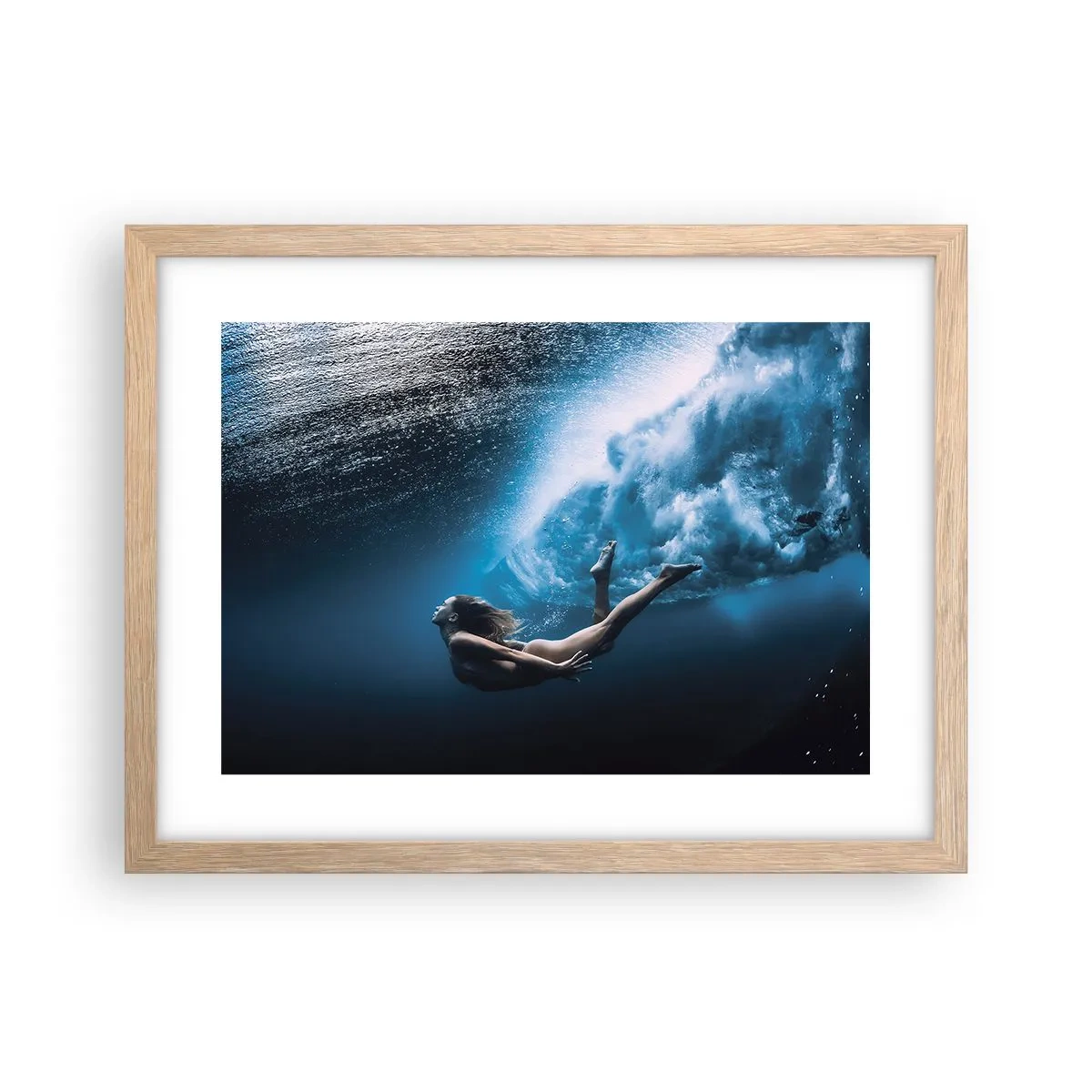 Poster în ramă de stejar deschis - Sirena modernă - 40x30 cm
