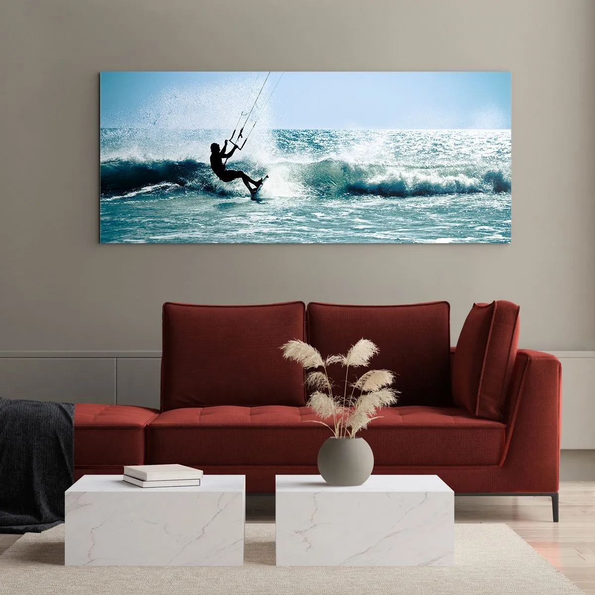 Tablou pe sticlă - Lasă-te dus de val - 120x50 cm