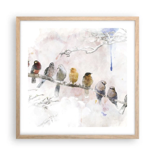 Poster în ramă de stejar deschis - Întâlnire înaripată - 50x50 cm