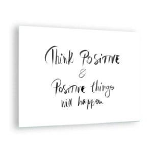 Tablou pe sticlă - O inscripție motivațională într-un stil minimalist - 70x50cm - Cum să trăim bine? - Decorațiune modernă pentru perete pentru living și dormitor ARTTOR