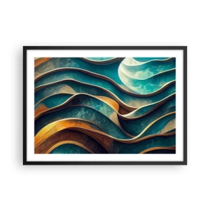 Poster în ramă neagră - Meandre de albastru - 70x50 cm