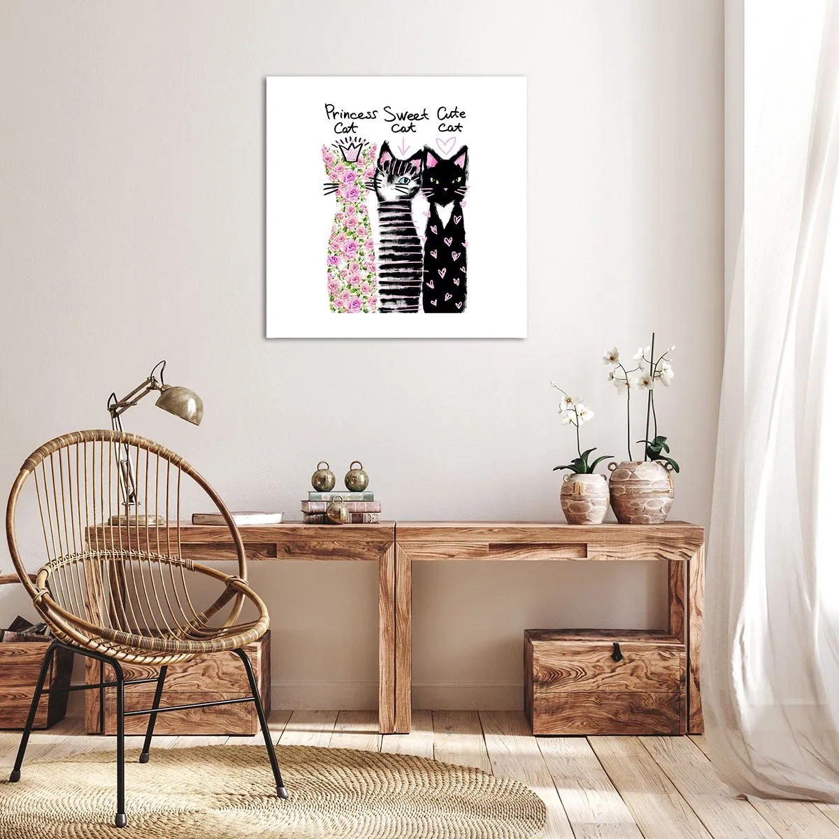 Tablou pe pânză - Trei pisici - 70x70 cm