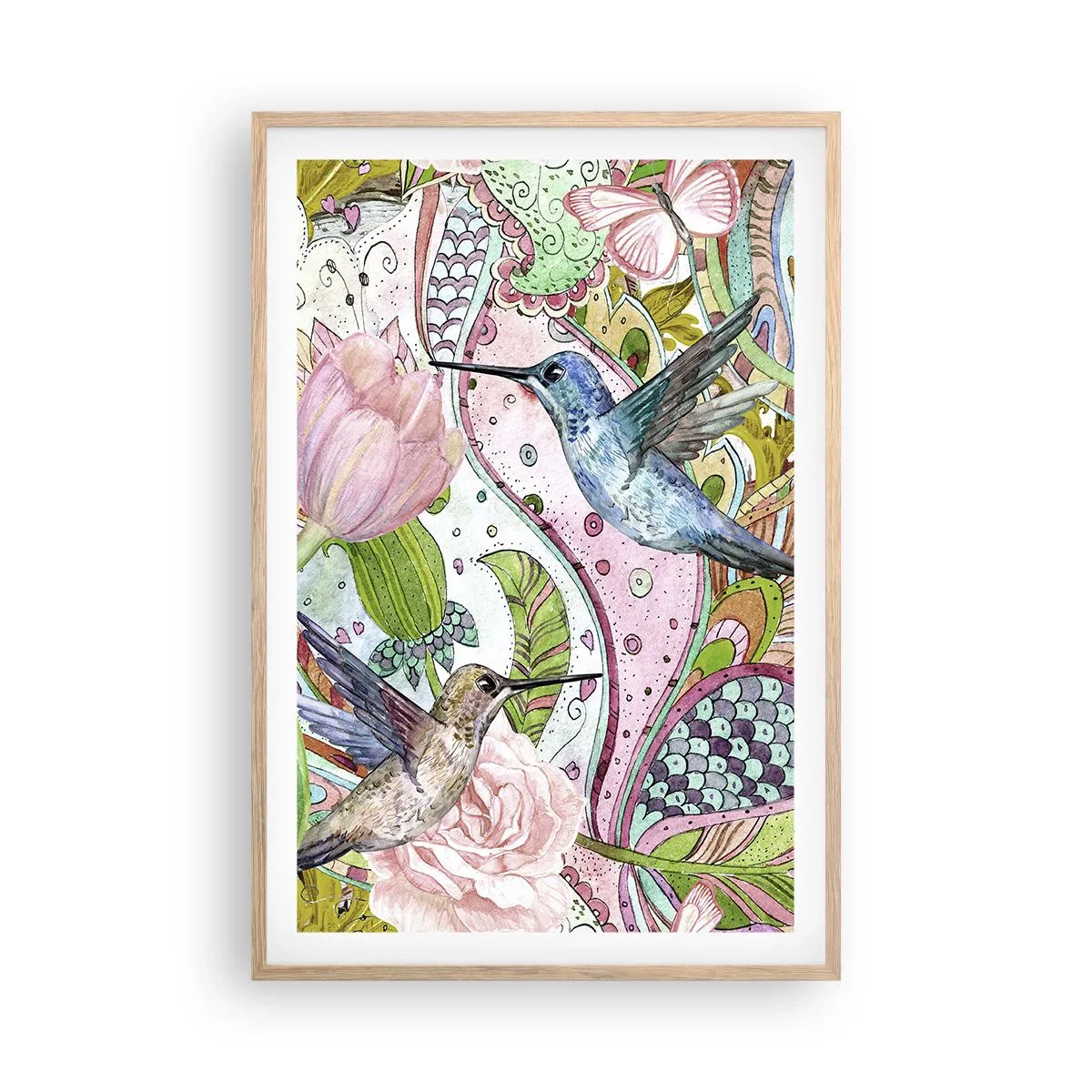 Poster în ramă de stejar deschis - Încurcat în viță de vie - 61x91 cm