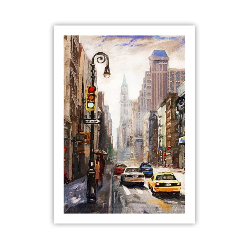 Poster - New York - plin de culoare și în ploaie - 50x70 cm
