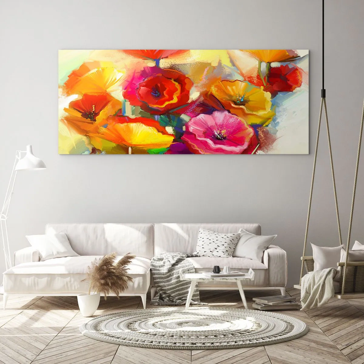Tablou pe sticlă - Nu numai roșu - 90x30 cm