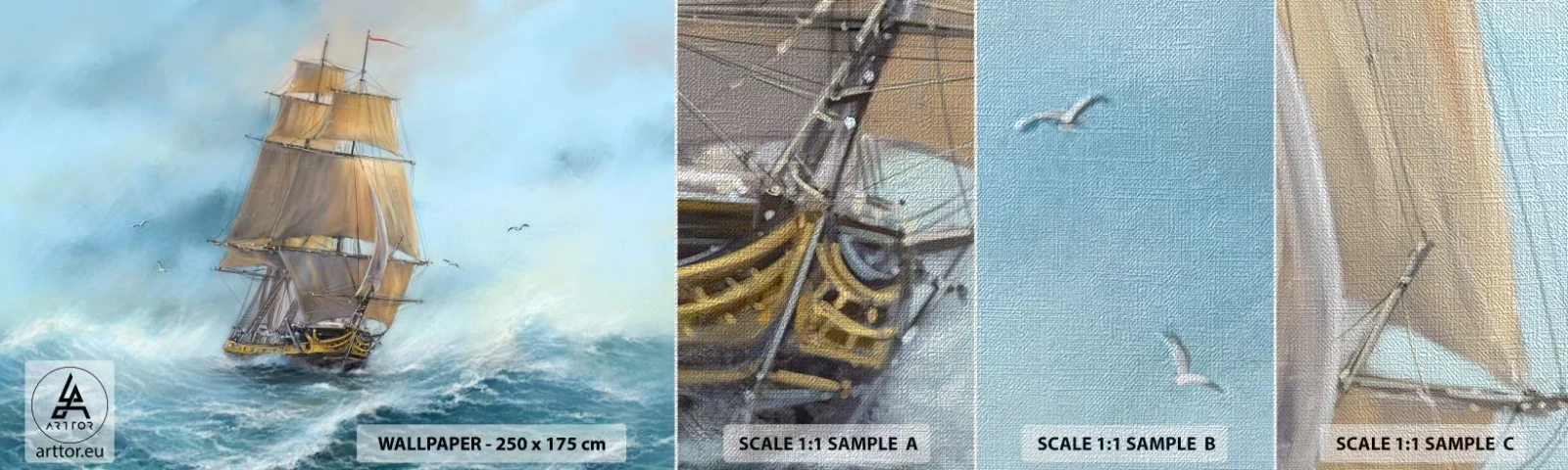 Mostră tapet Premium Canvas - Rulează pe valuri - Mare, Navă, Nautic - 100x30 cm