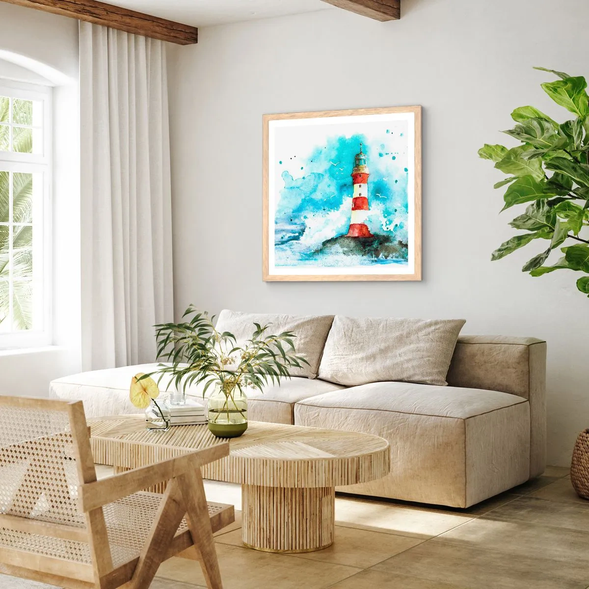 Poster în ramă de stejar deschis - Unitatea forțelor naturii - 60x60 cm