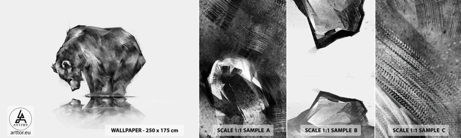 Mostră de Tapet Standard Eco - Mă bucur să văd pe cineva apropiat - Abstracția, Urs polar, Natură - 100x30 cm