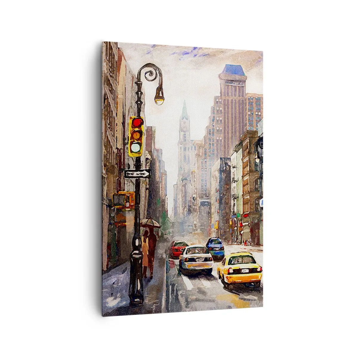Tablou pe pânză - New York - plin de culoare și în ploaie - 80x120 cm