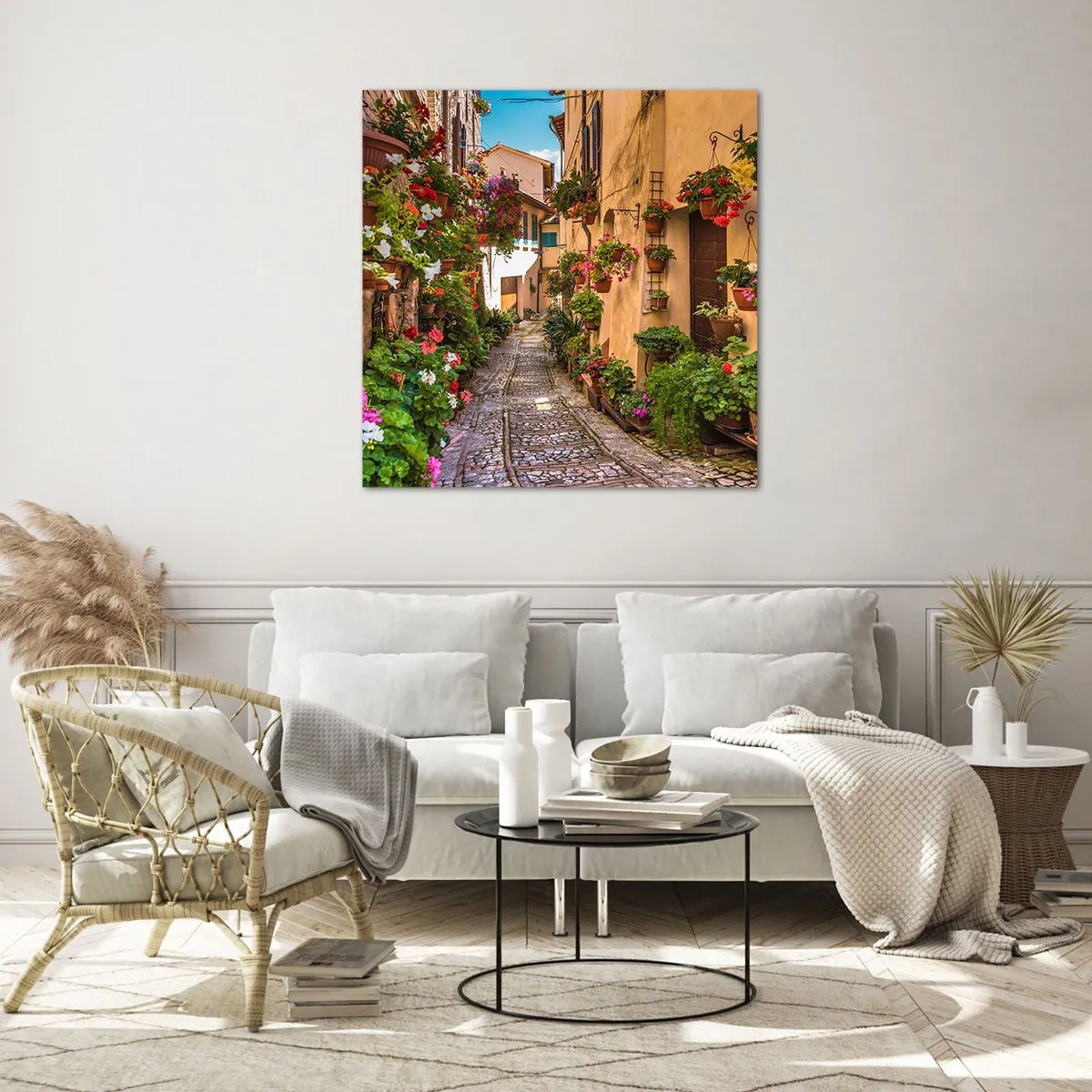 Tablou pe sticlă - Străduță italiană - 70x70 cm