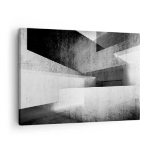 Tablou pe pânză Canvas - Forme geometrice într-o compoziție monocromatică - 70x50cm - Structura spațiului - Decorațiune modernă pentru perete pentru living și dormitor ARTTOR