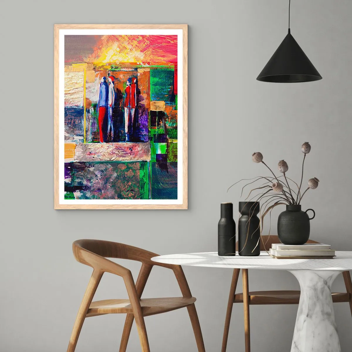 Poster în ramă de stejar deschis - Relații și emoții - 30x40 cm