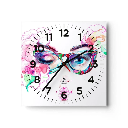 Ceas de perete - Ceas pe sticlă - O promisiune ispititoare - 40x40 cm