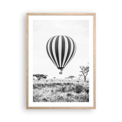 Poster în ramă de stejar deschis - Peste savană - 50x70 cm