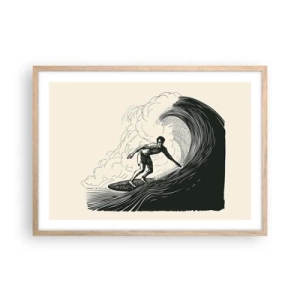 Poster în ramă de stejar deschis - Regele valului - 70x50 cm