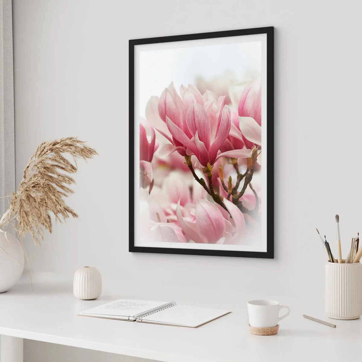 Poster în ramă neagră - Flori de primăvară - 50x70cm - Flori de primăvară - Decorațiune modernă pentru perete pentru living și dormitor ARTTOR