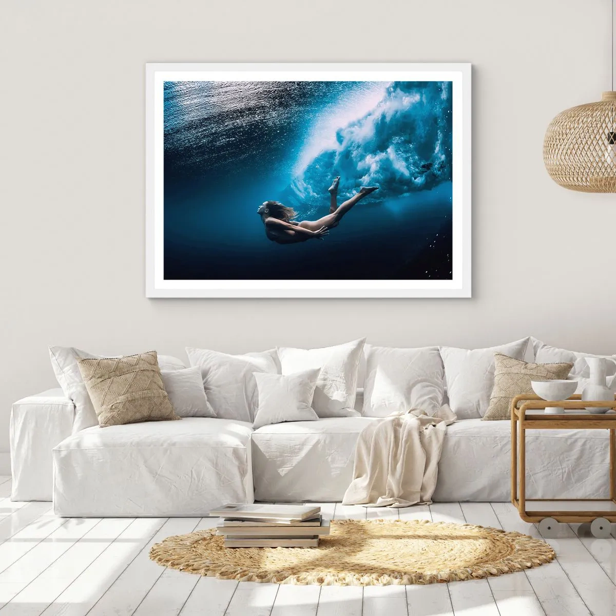 Poster în ramă albă - Sirena modernă - 70x50 cm