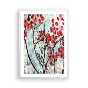 Poster în ramă albă - Arbore în stacojiu - 50x70 cm