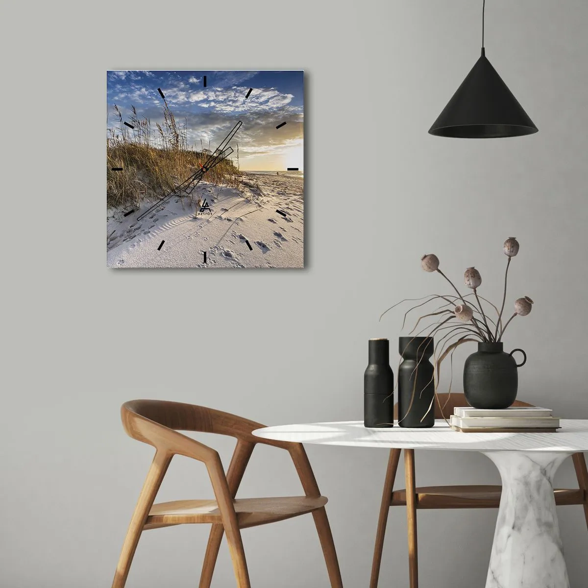 Ceas de perete - Ceas pe sticlă - Invitație la o plimbare - 30x30 cm