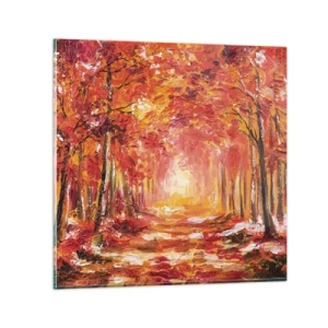 Tablou pe sticlă - Pădurea de cupru - 70x70 cm