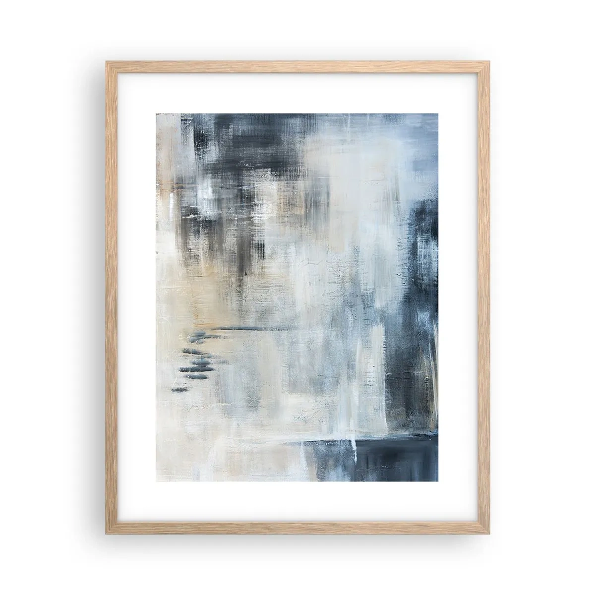 Poster în ramă de stejar deschis - În spatele unui voal albastru - 40x50 cm