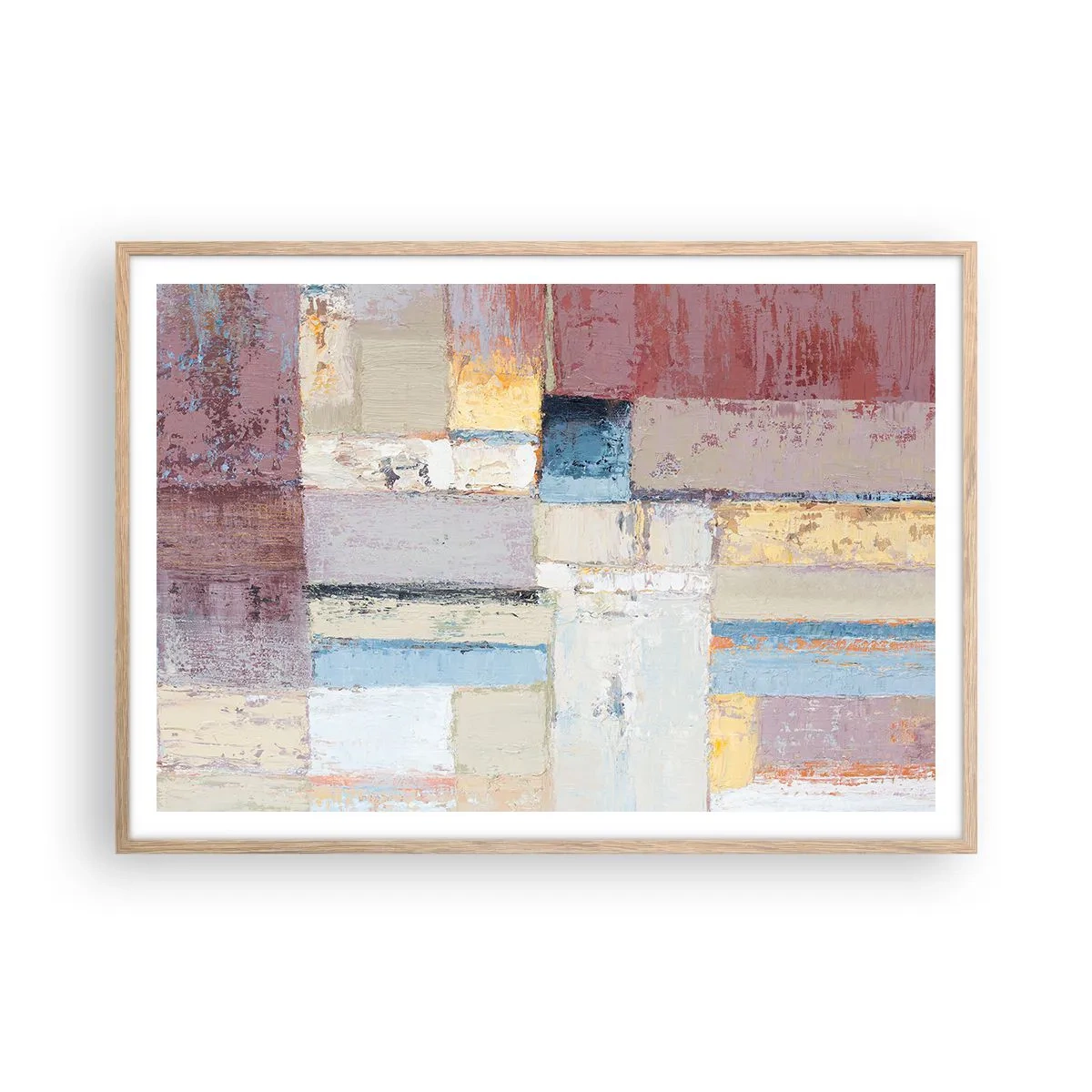 Poster în ramă de stejar deschis - Liniștea geometriei - 100x70 cm