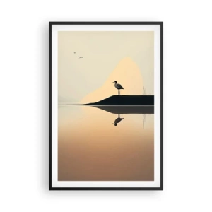 Poster în ramă neagră - Domn pe lac - 61x91 cm