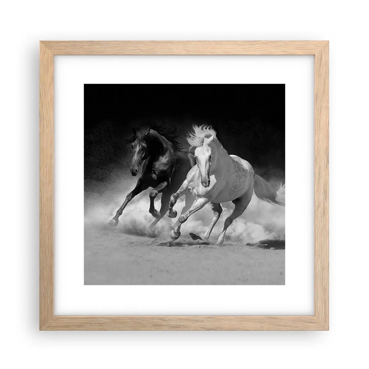 Poster în ramă de stejar deschis - Galopul libertății - 30x30 cm