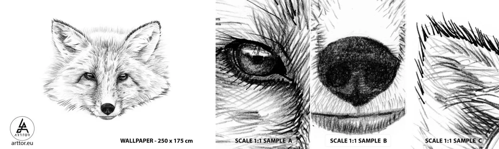 Mostră de Tapet Standard Eco - Oare acești ochi pot minți? - Animale, Vulpe, Grafică - 100x30 cm