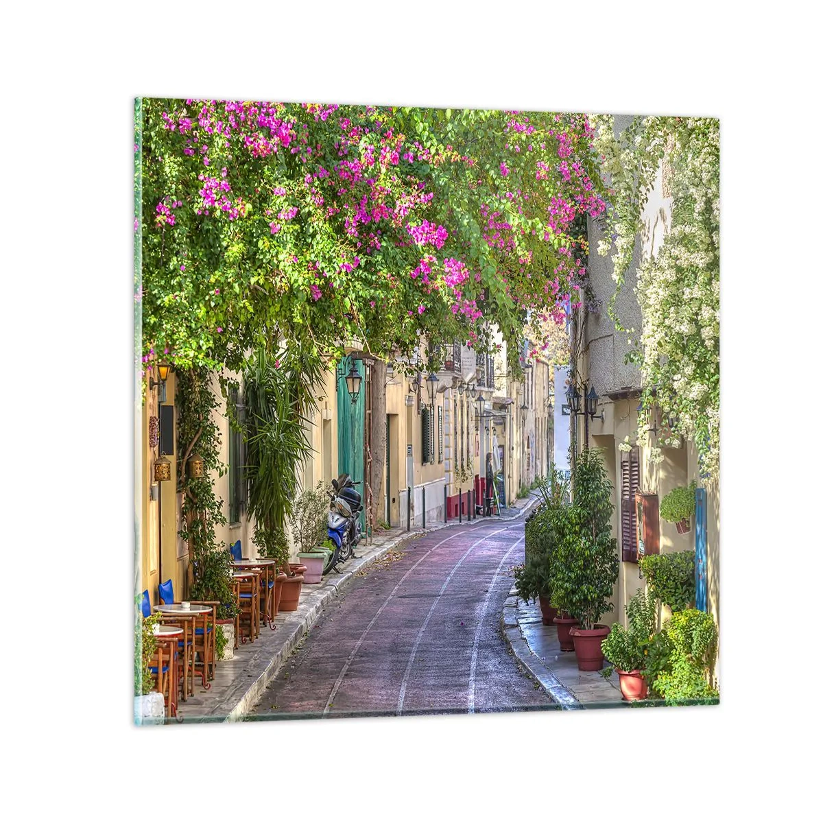 Tablou pe sticlă - Alee înfloritoare - 30x30 cm