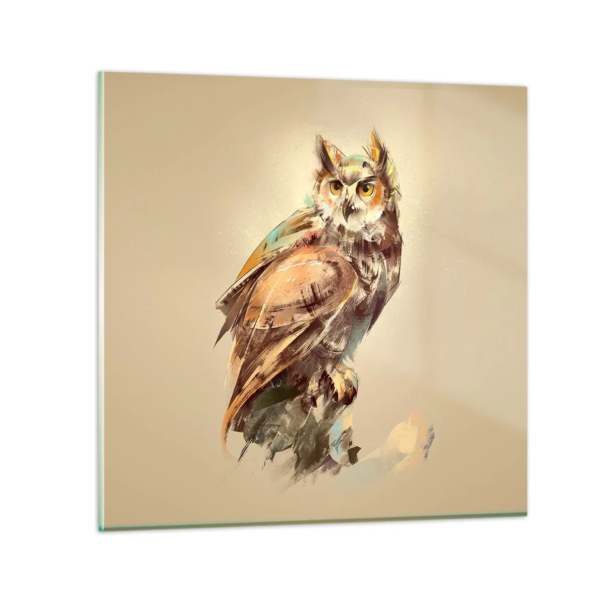 Tablou pe sticlă - Cea mai inteligentă bufniță - confirmă stejarul - 30x30 cm