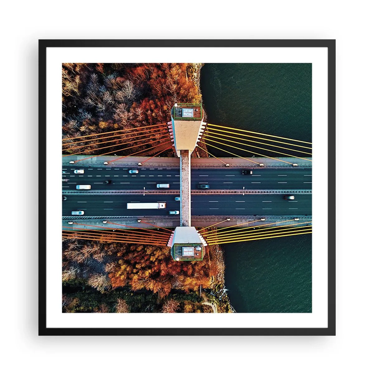 Poster în ramă neagră - Din pădure spre apă - 60x60 cm