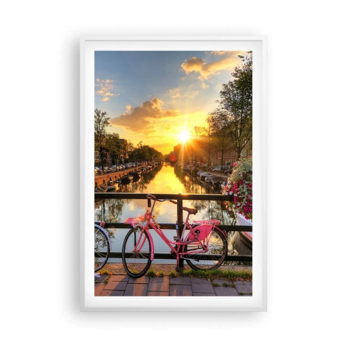 Poster în ramă albă - Dimineața de primăvară în Amsterdam - 61x91 cm