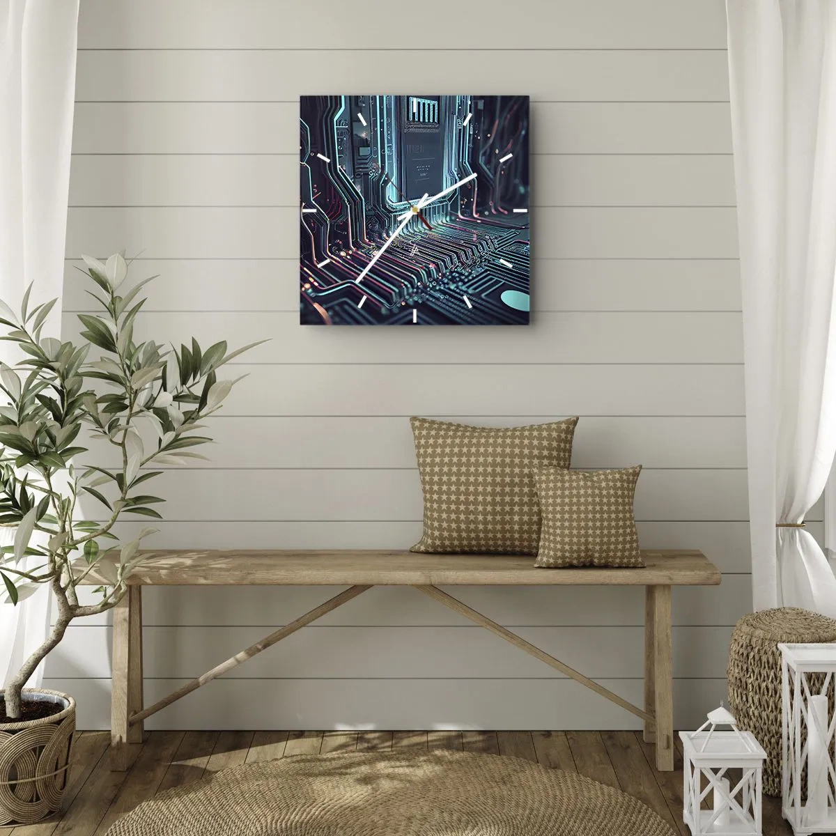 Ceas de perete - Ceas pe sticlă - Iată la ce mă gândesc... - 40x40 cm