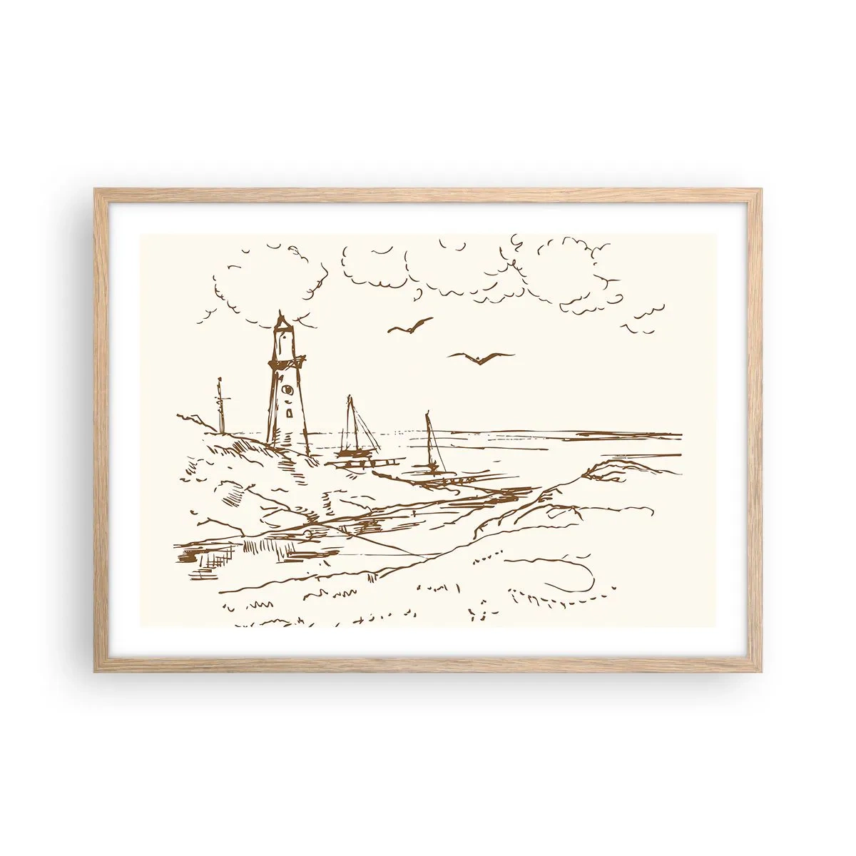 Poster în ramă de stejar deschis - Schiță de amintiri de vară - 70x50 cm